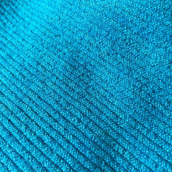 Tahari Deep Turquoise Ribbed Extra Fine Merino Wool Medium Three-Quarter Sleeve - Picture 5 of 10